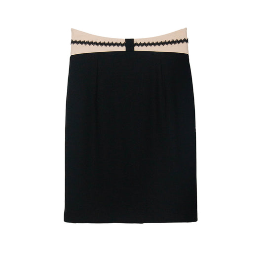 Black Skirt with Waist Lace Accent