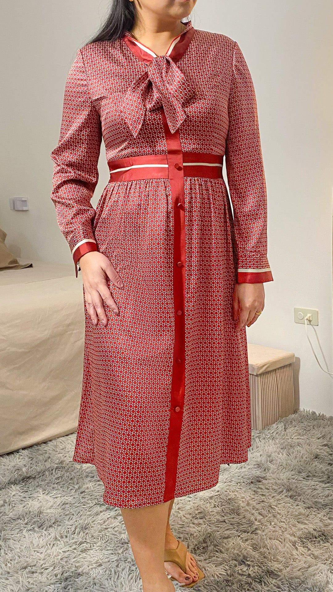 Red Geo Bow-Tie Dress