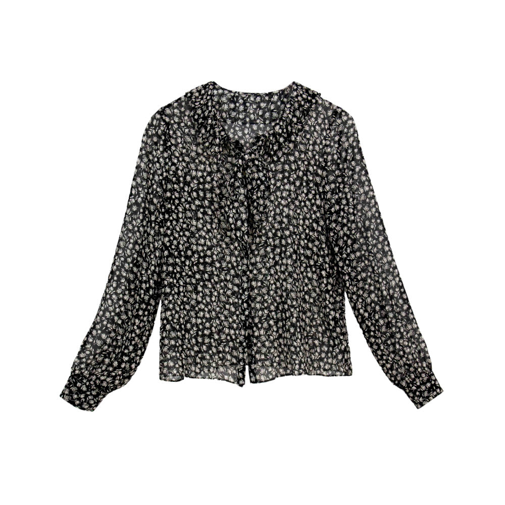 Semi-Sheer Black Floral Blouse