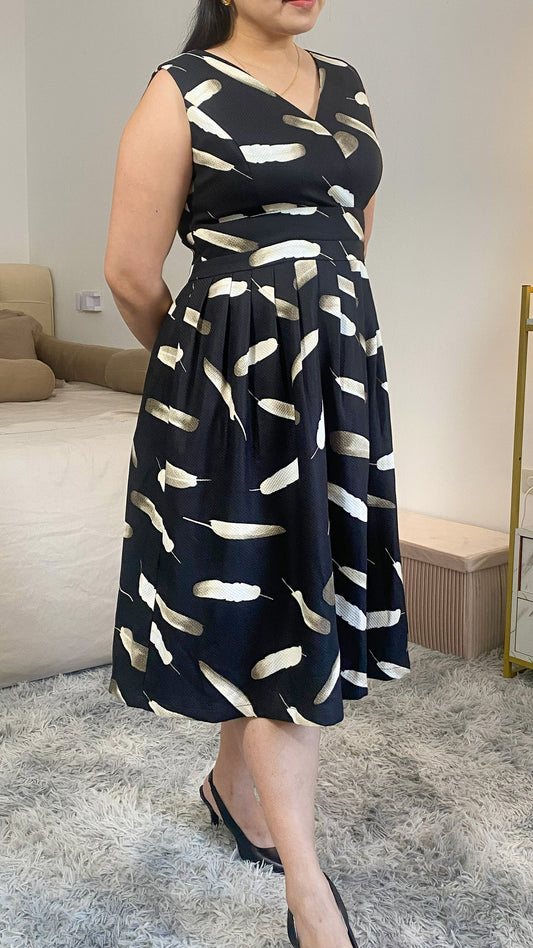 Feather Drift V-Neck Dress