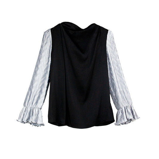 Elegant Contrast Bell Sleeve Top