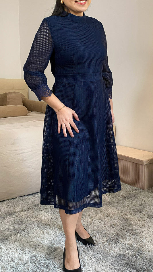 Midnight Lattice Midi Dress