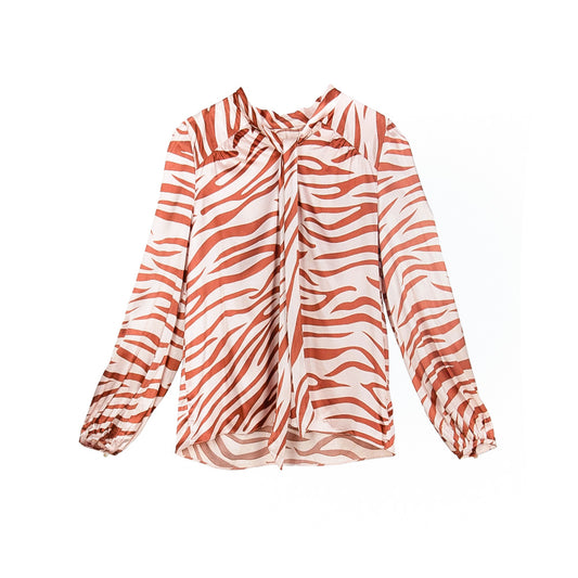 Satin Zebra Print Blouse