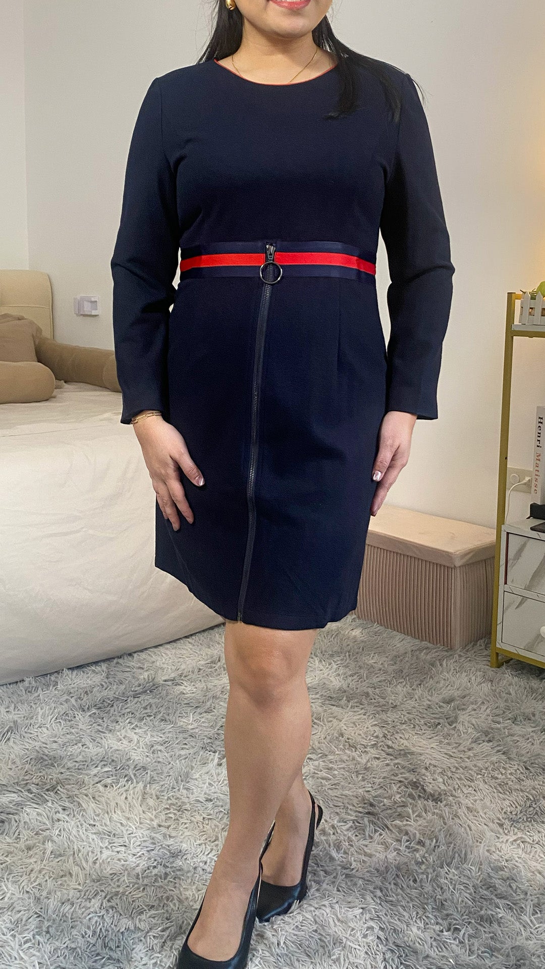 Navy Zip Dress