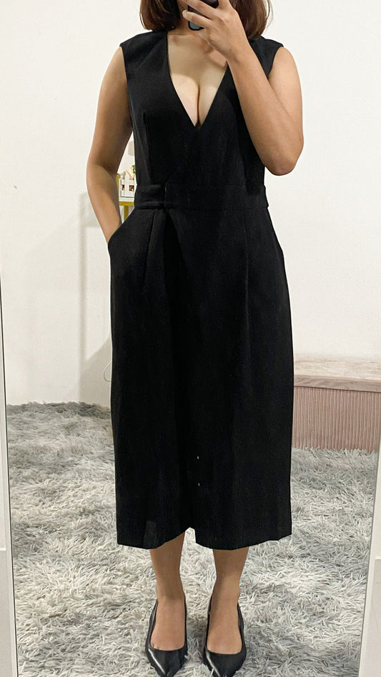Black Plunge Neck Jumpsuit