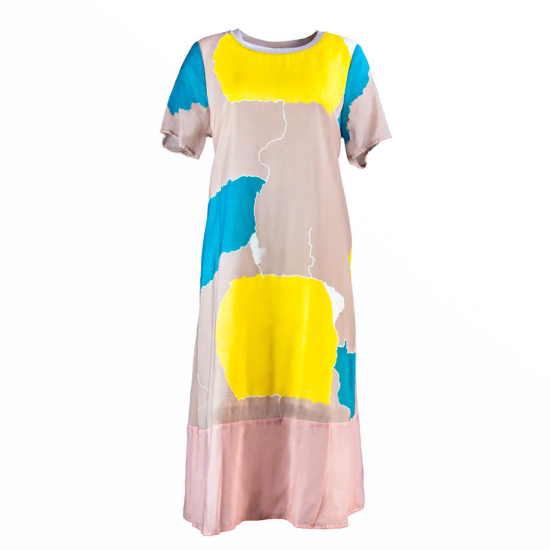 Color-Block Abstract T-Shirt Dress