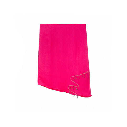 Pink Asymmetrical Skirt with Beaded Accent