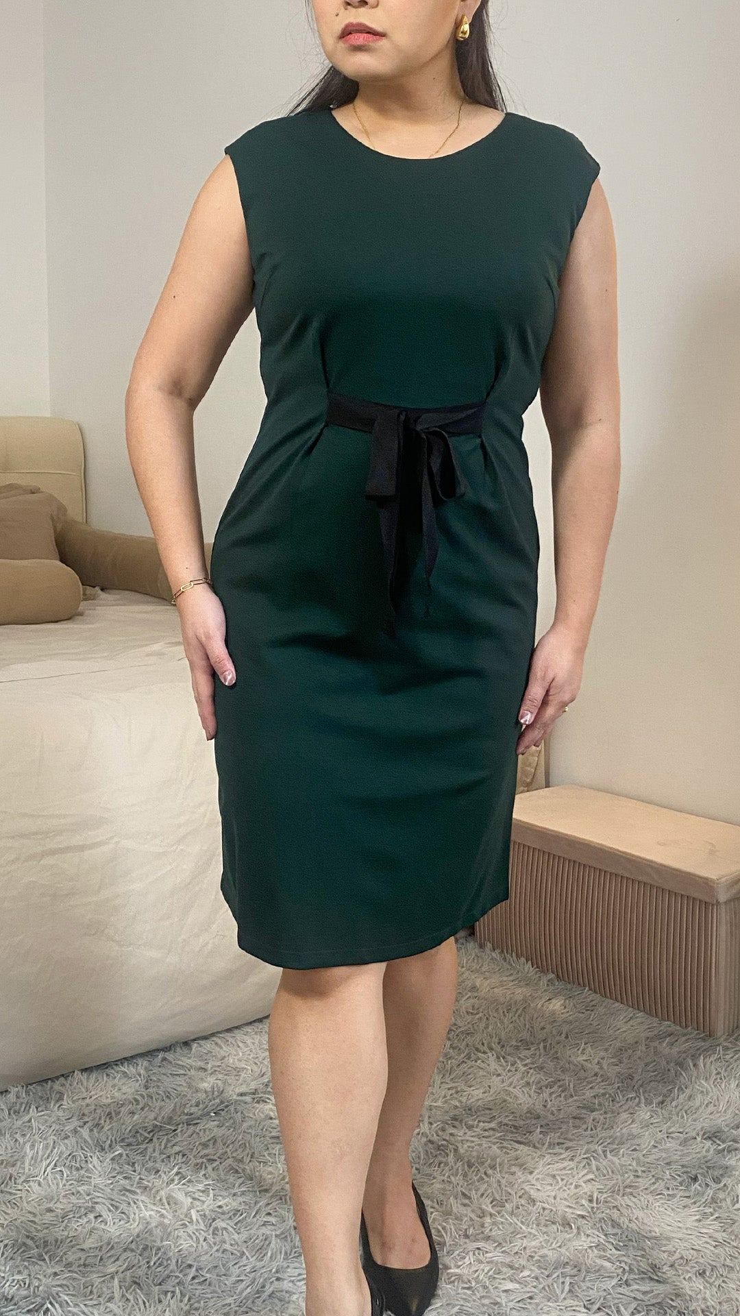 Ribbon Waist Sheath Dress