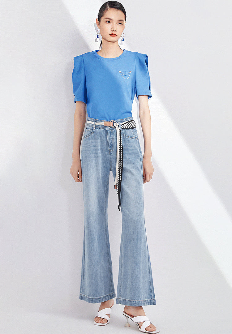 Casual Wide-Leg Denim Pants