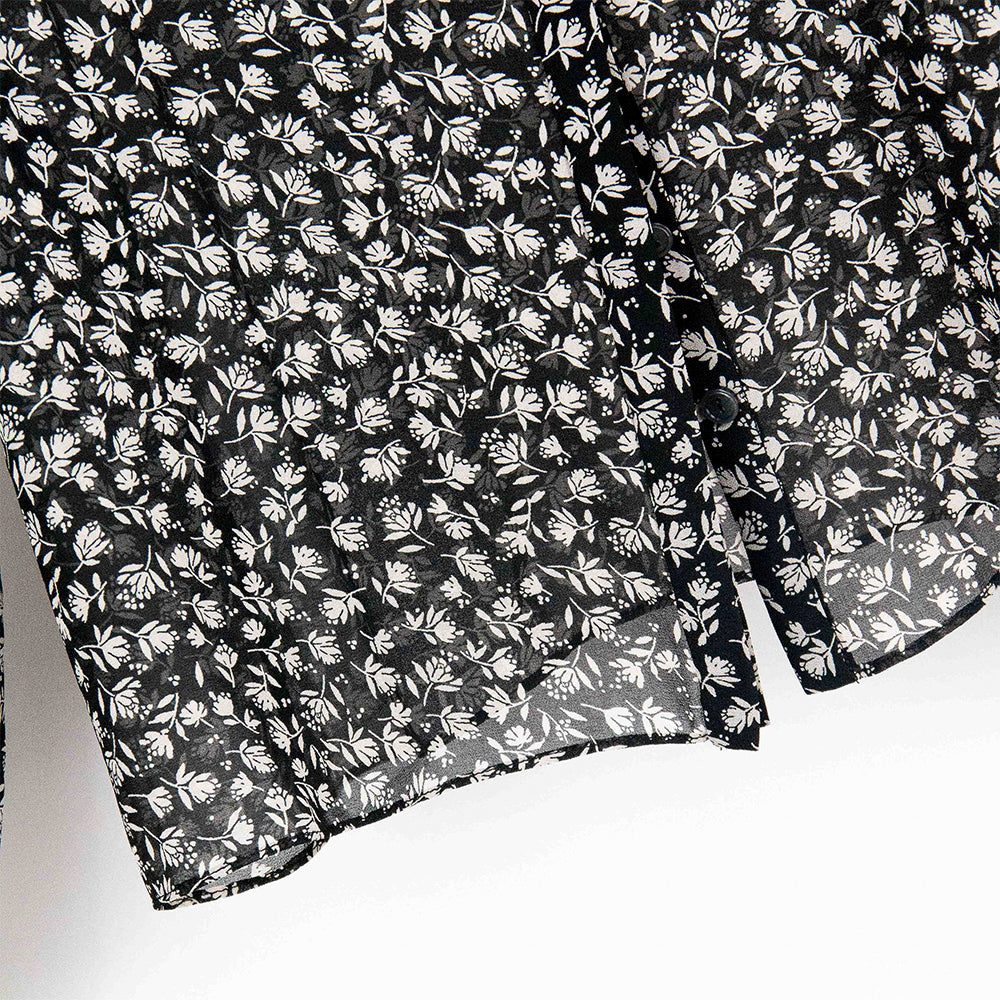 Semi-Sheer Black Floral Blouse