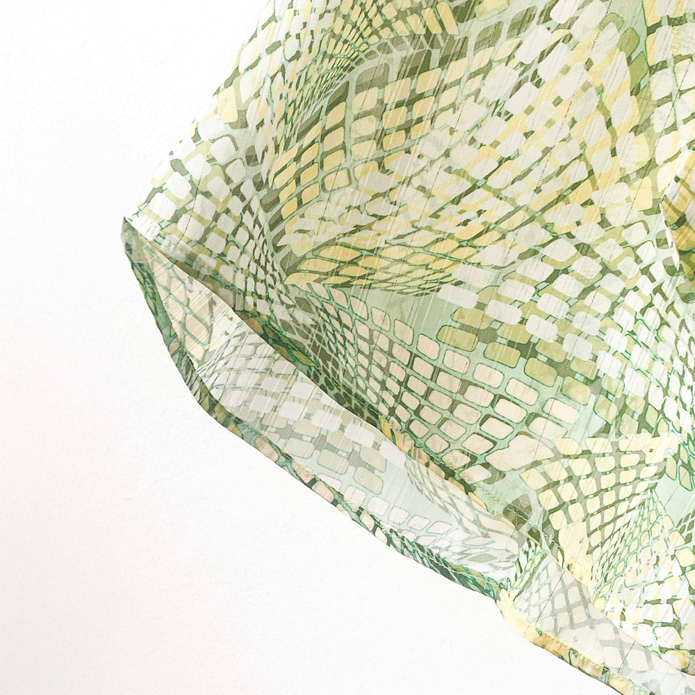 Mosaic Charm Tie-Neck Blouse