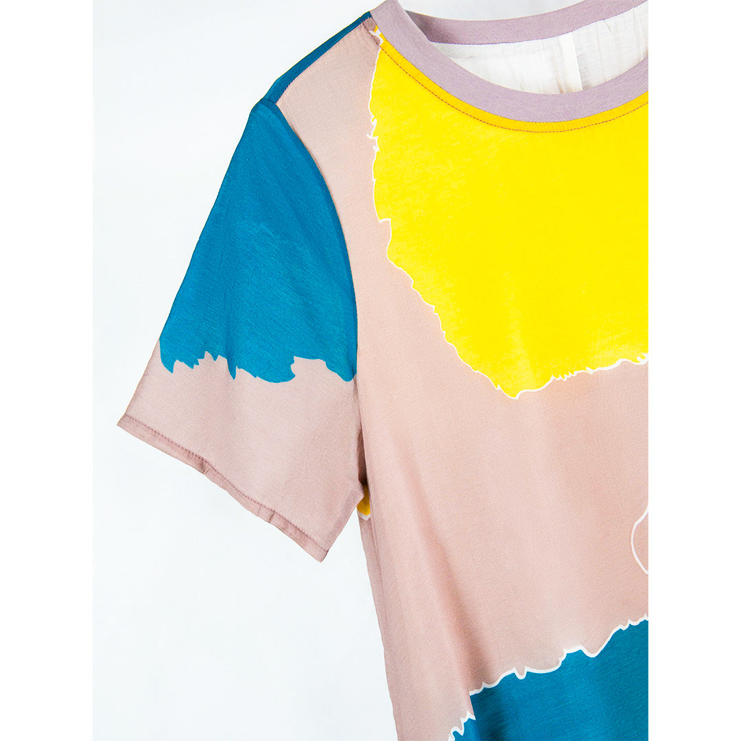 Color-Block Abstract T-Shirt Dress