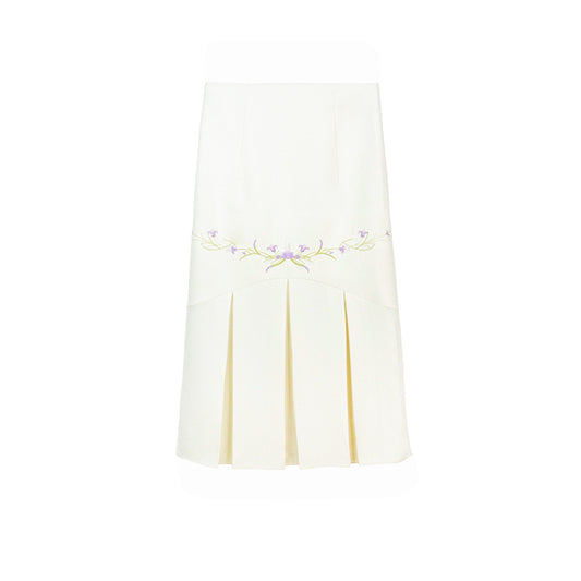 Pleated Floral Designed Skirt