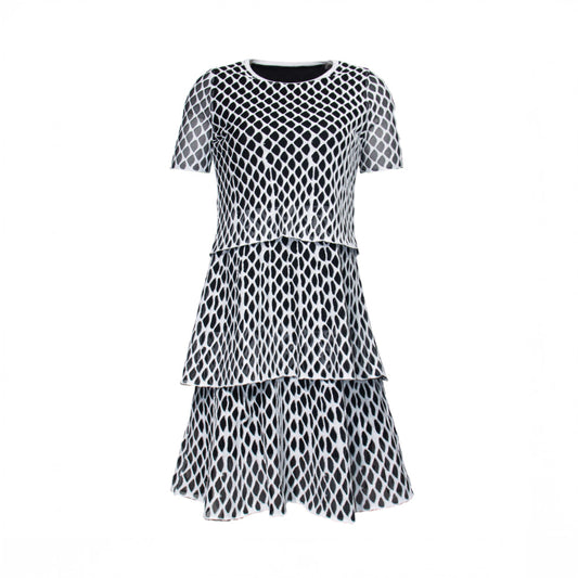Knitted Geometric Charm Tiered Dress