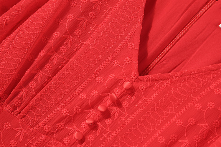 Fiery Red Lace Dress
