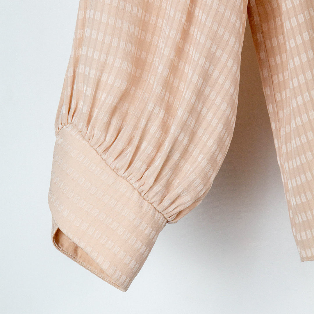 Peachy Checkered Bow Blouse