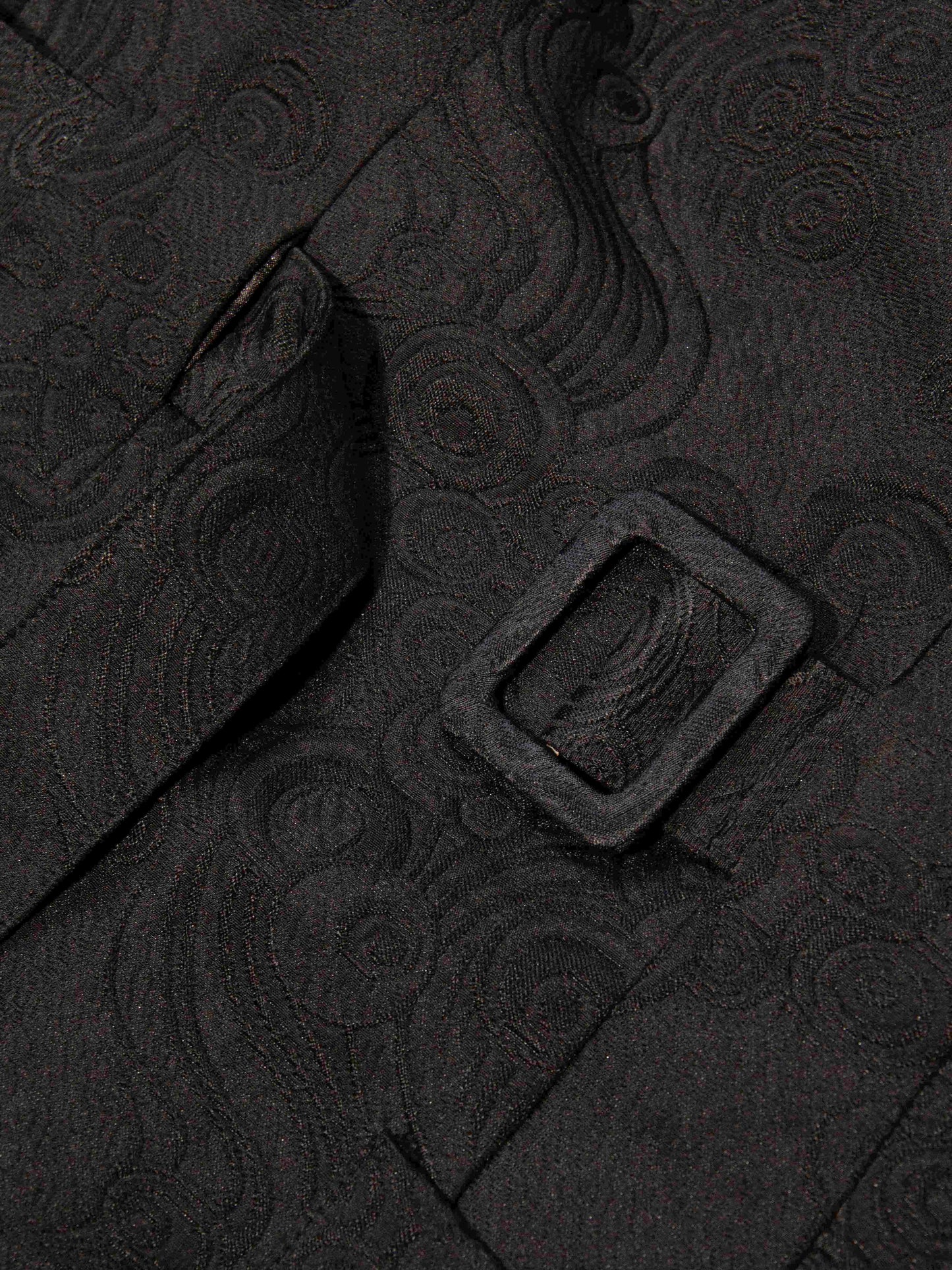 Black Textured Belted Shift Dress