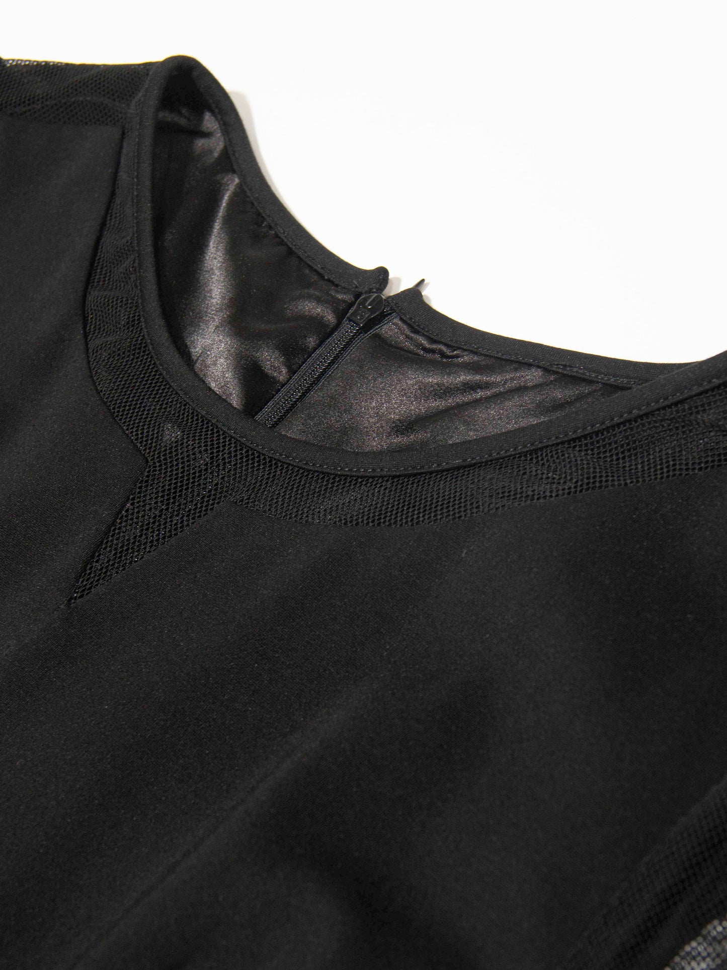 Black Mesh Sleeve Sheath Dress