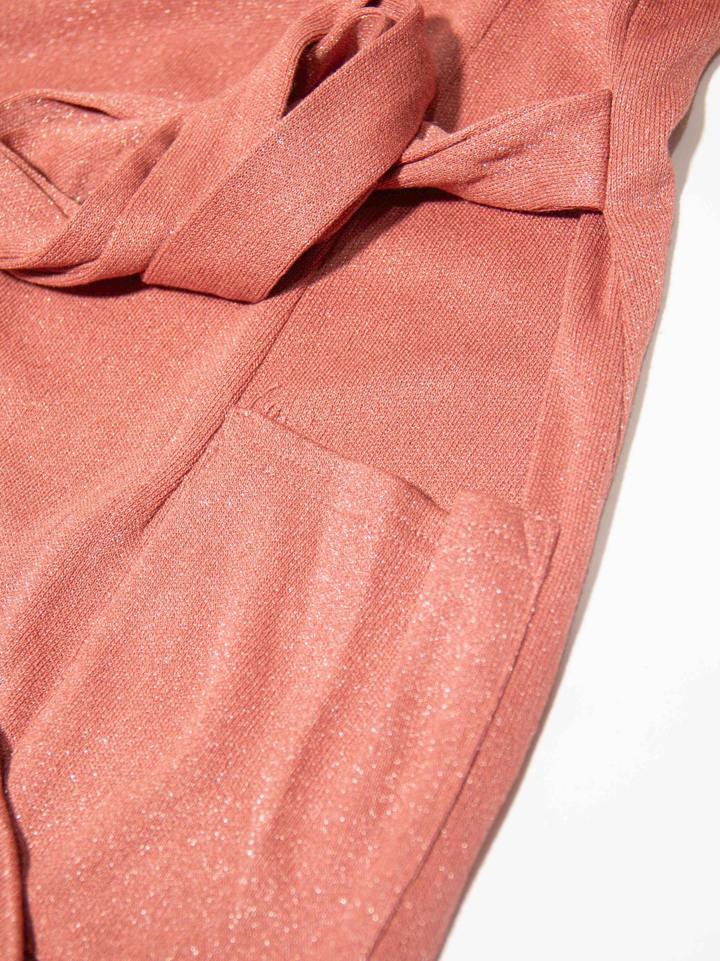 Rosy Shimmer Tie-Waist Dress