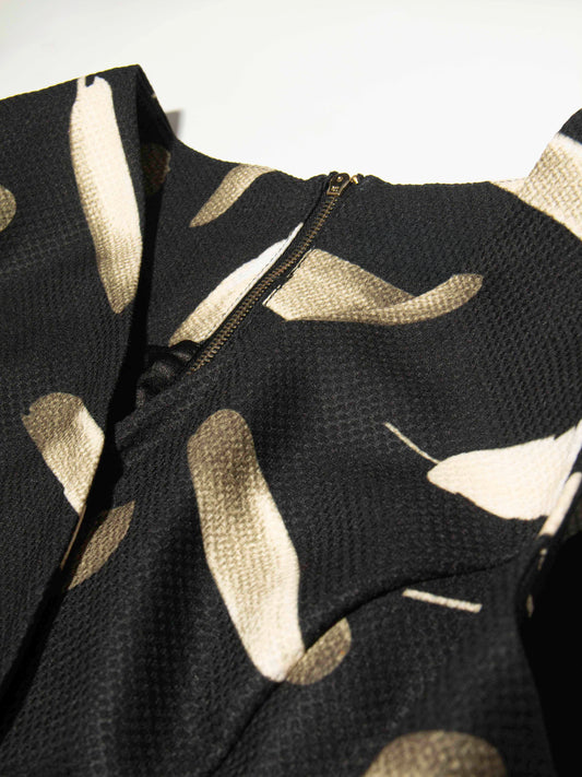 Feather Drift V-Neck Dress