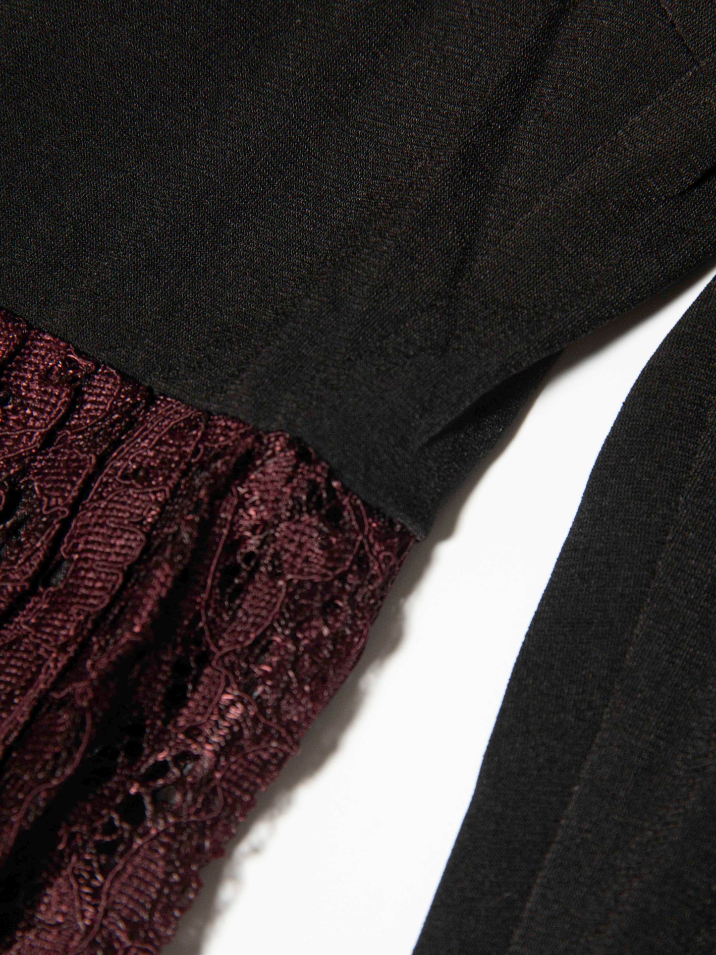 Black & Plum Pleated Lace Dress