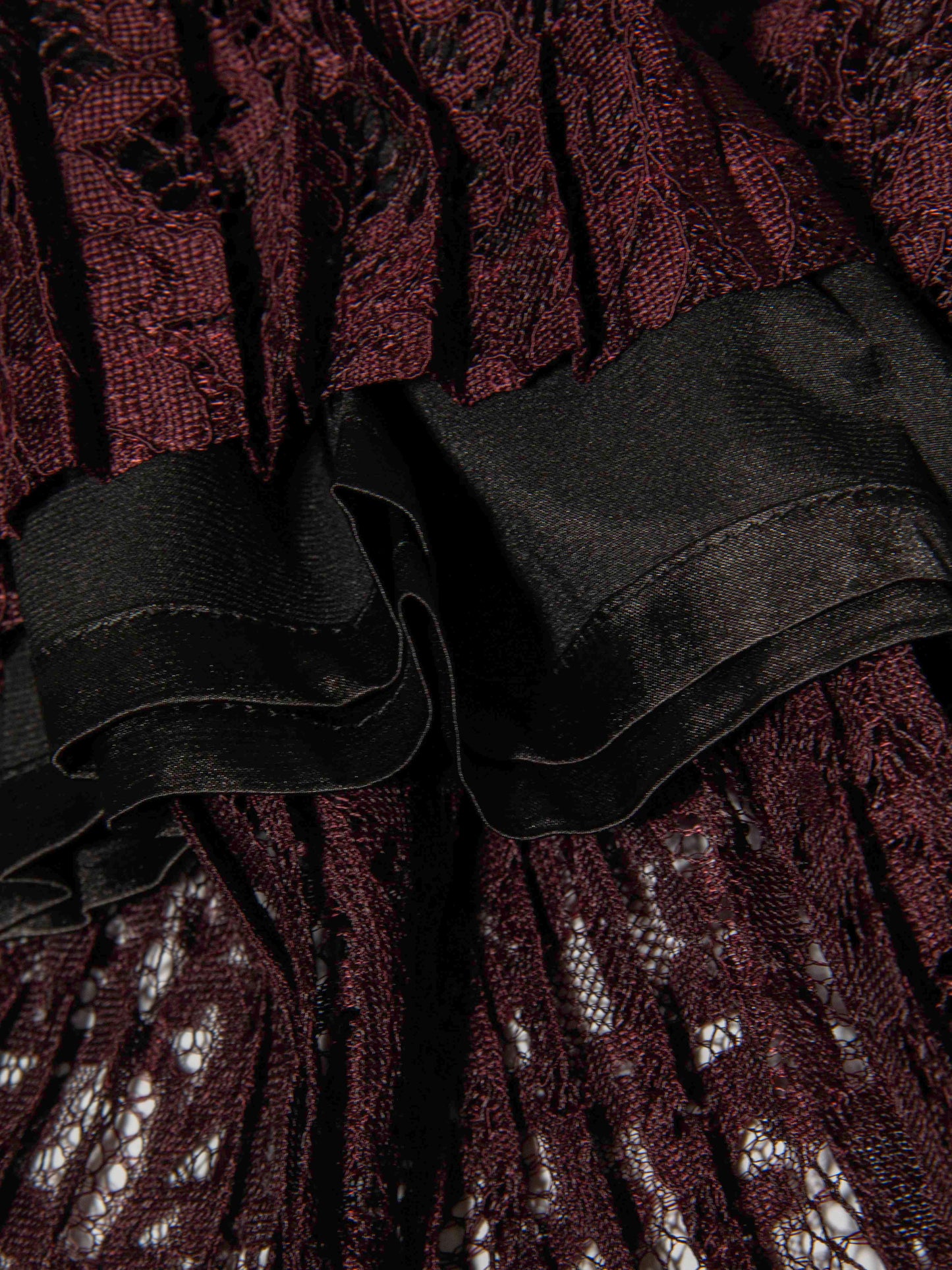 Black & Plum Pleated Lace Dress