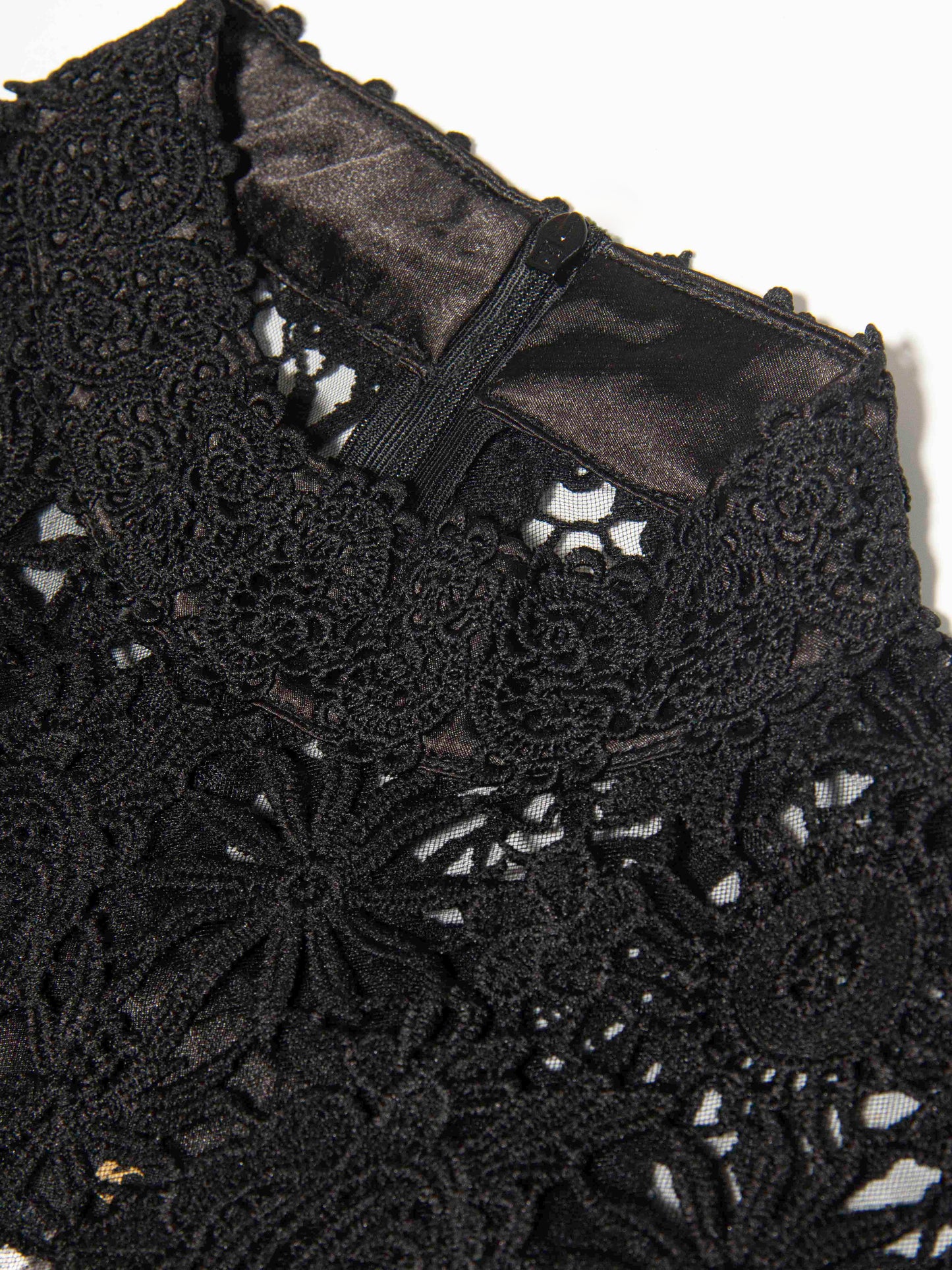 Black Lace Floral Midi Dress