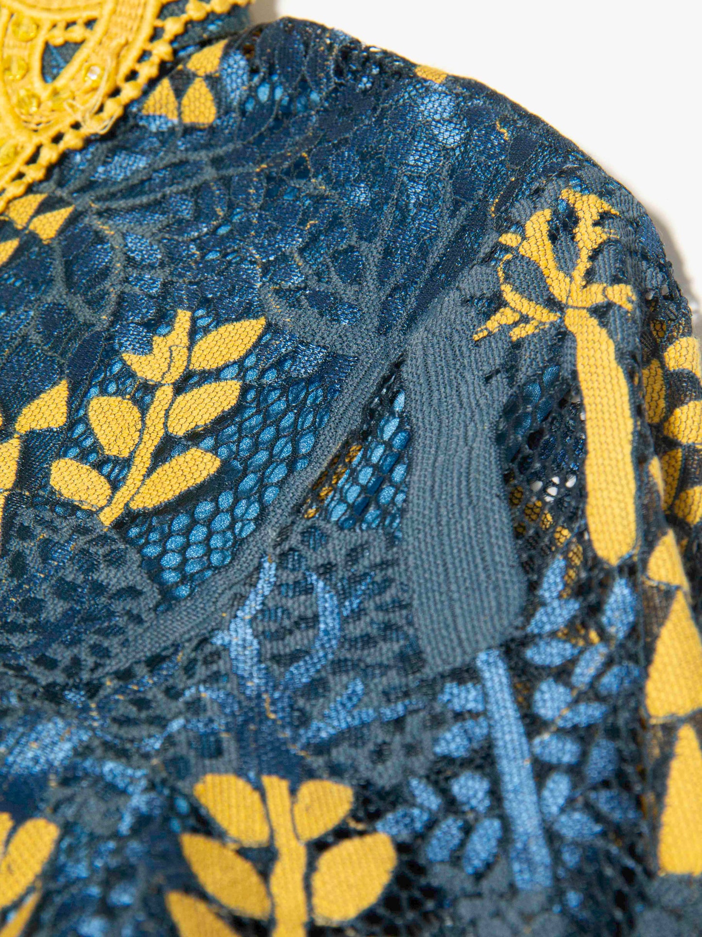 Blue Mosaic Lace Shirt Dress
