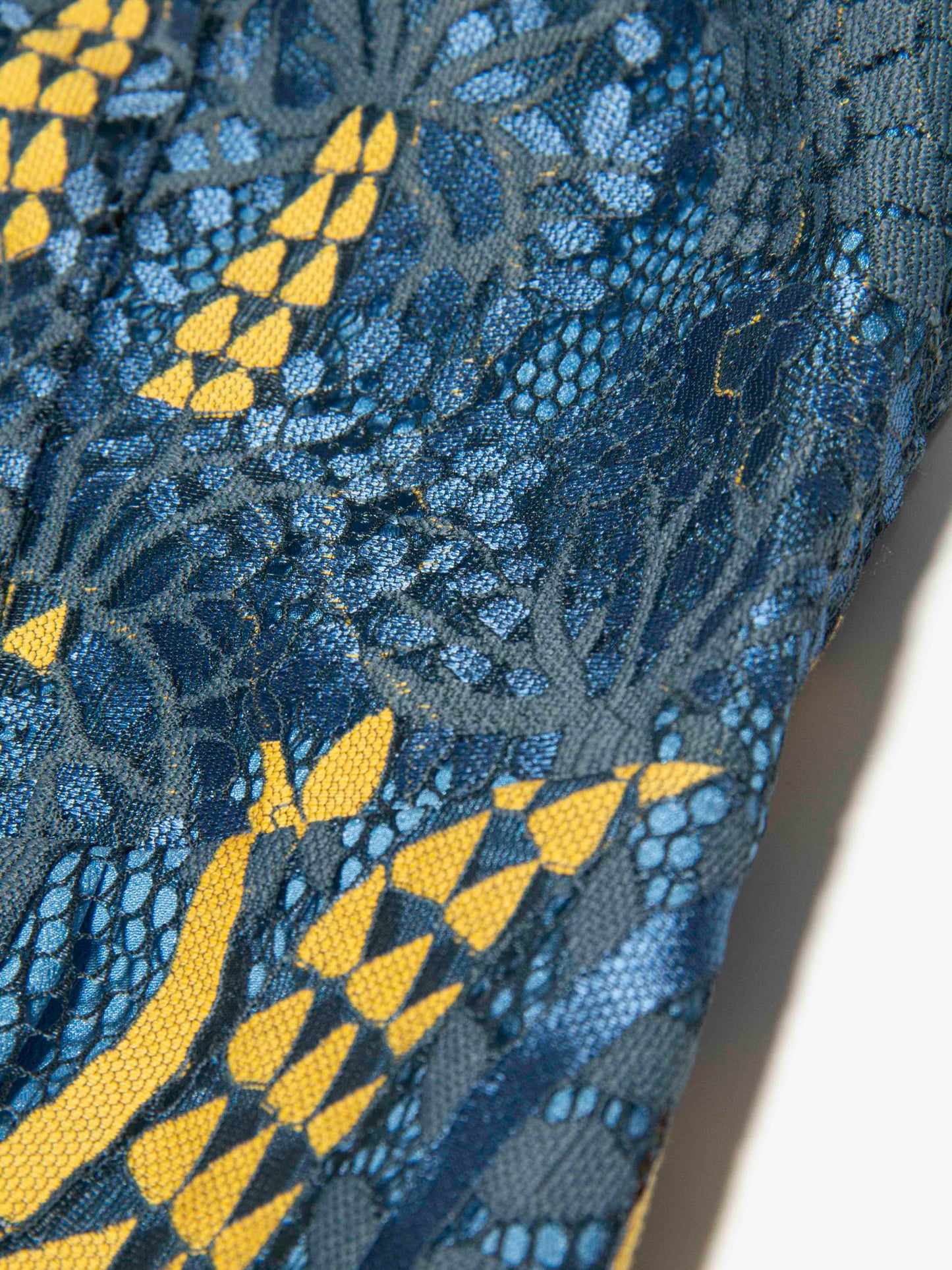 Blue Mosaic Lace Shirt Dress