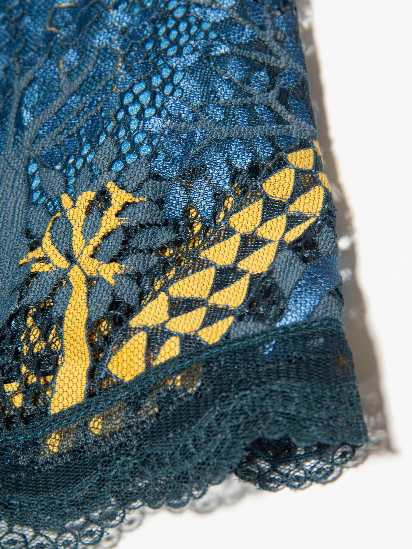 Blue Mosaic Lace Shirt Dress