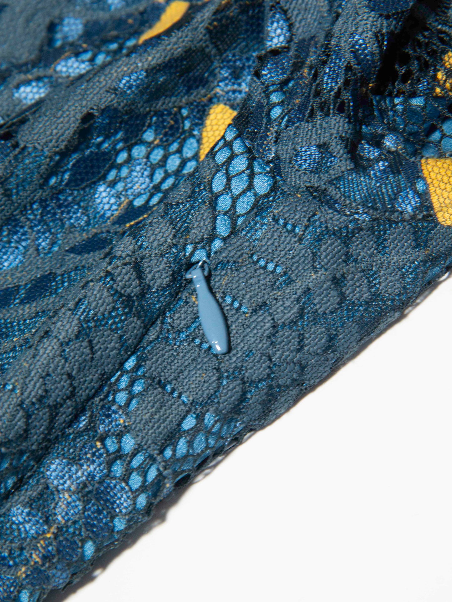 Blue Mosaic Lace Shirt Dress