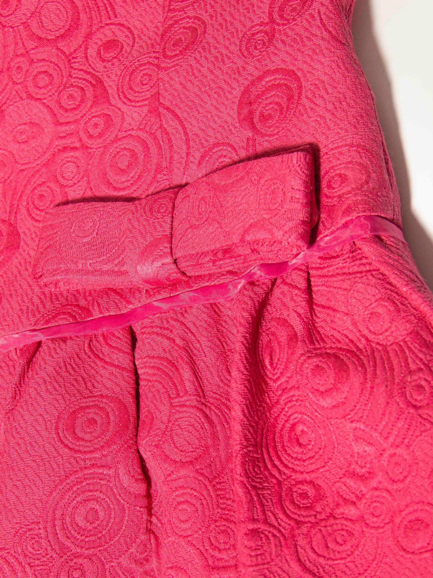 Bow Waist Jacquard Dress