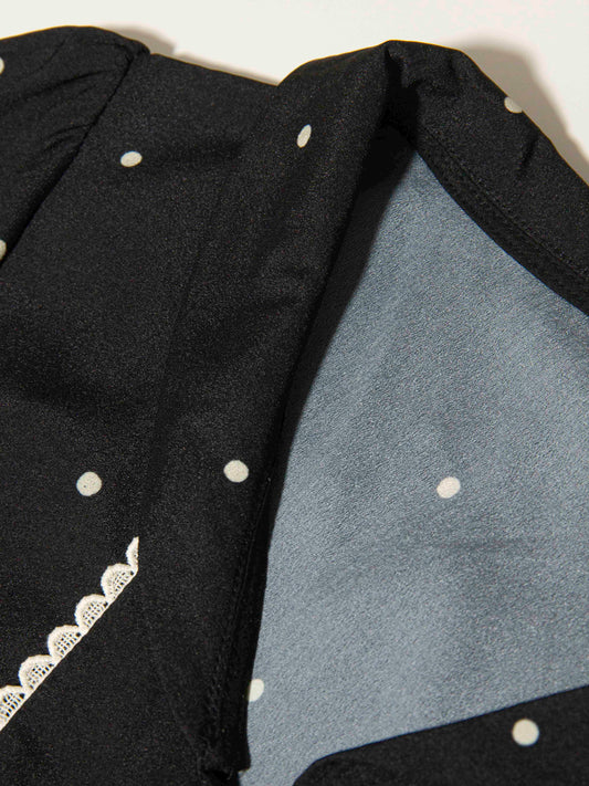 Lace Panel Button Midi Dress