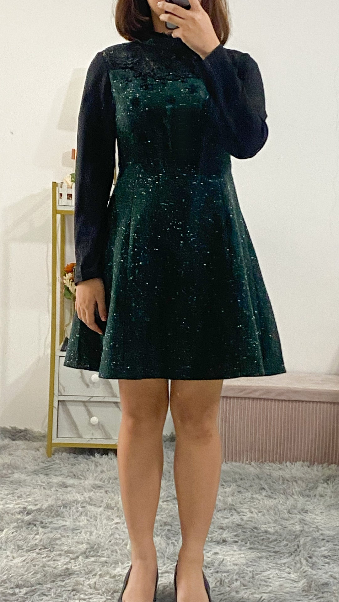 Emerald Speckled Lace Dress