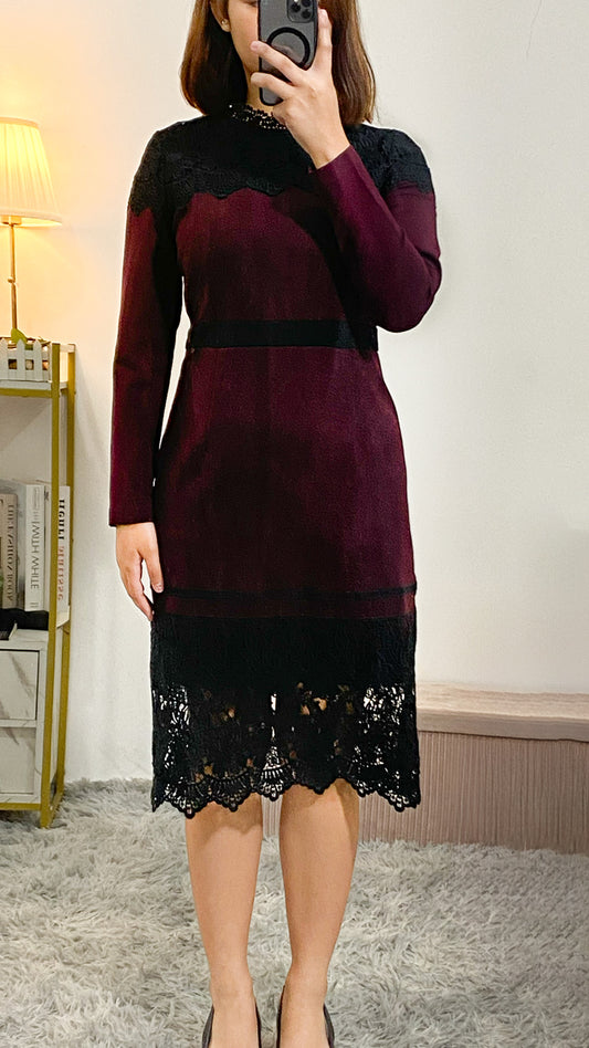Lace Trim Midi Dress