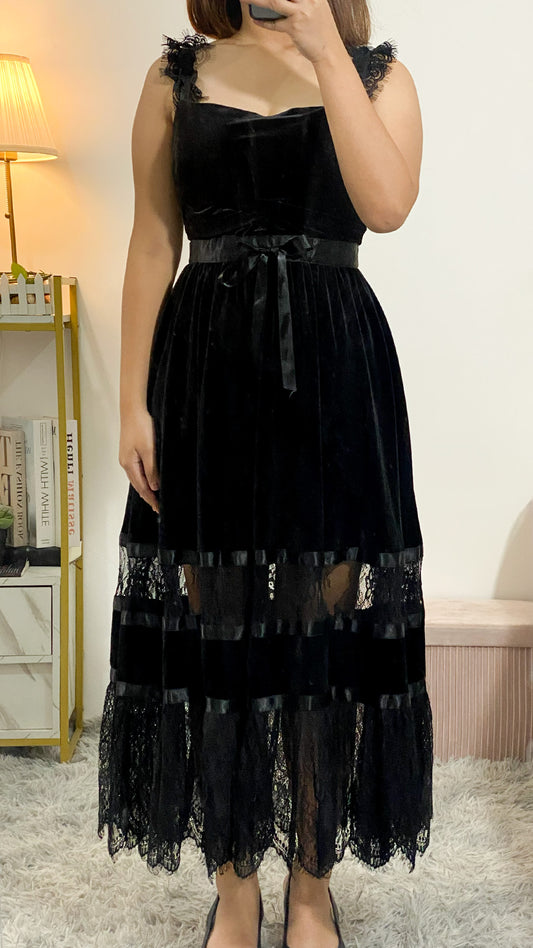 Velvet Lace Tiered Dress