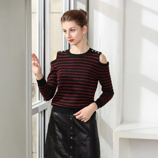 Cold-Shoulder Stripe Knit