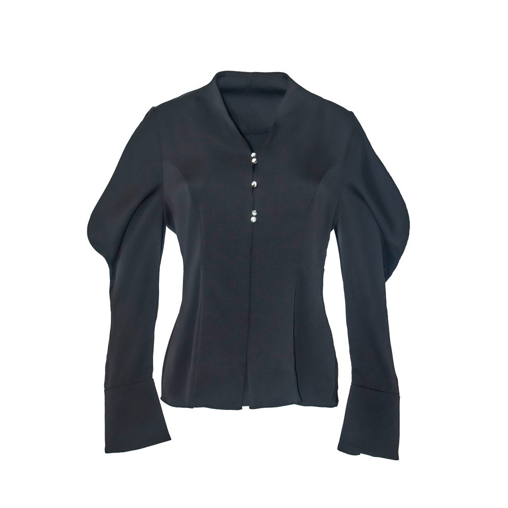 Elegant Black Button-Detail Blouse