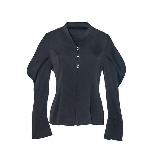 Elegant Black Button-Detail Blouse