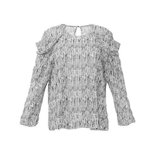 Semi-Sheer Ruched Sleeve Blouse
