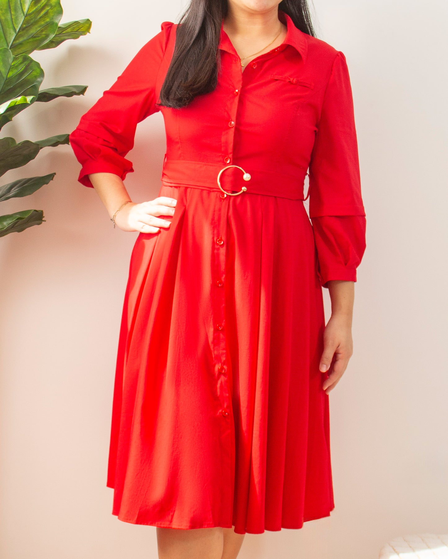 Timeless Charm Belted Shirt Dress
