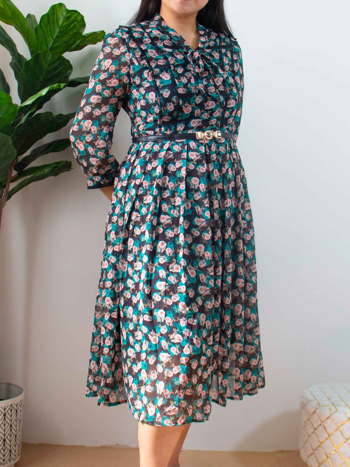 Floral Chiffon Midi Dress