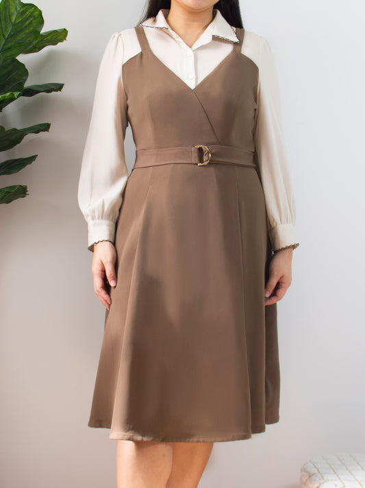 Two-Piece Look Dress with Belt