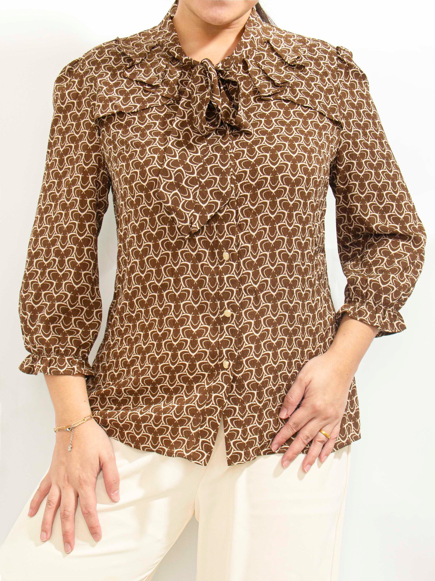 Printed Tie-Neck Blouse