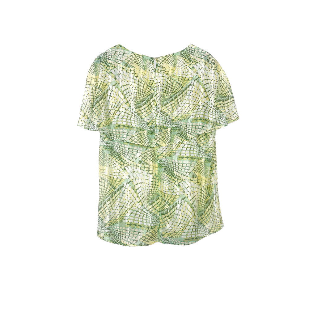 Mosaic Charm Tie-Neck Blouse