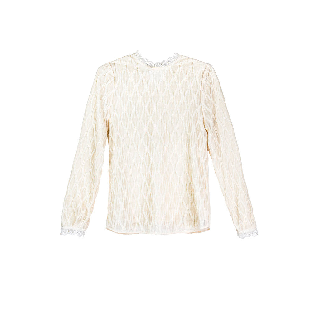 Ivory Lace Trim Blouse