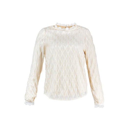 Ivory Lace Trim Blouse