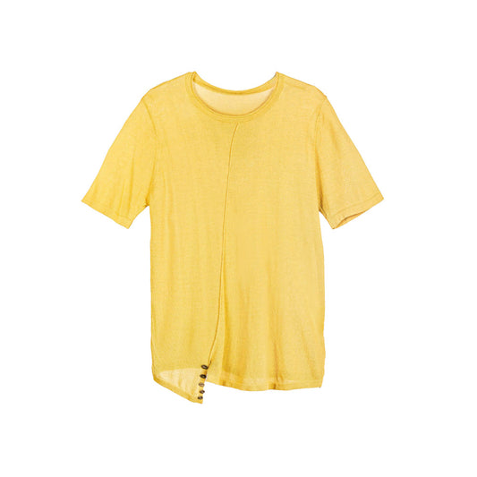 Asymmetrical Button Detail Top