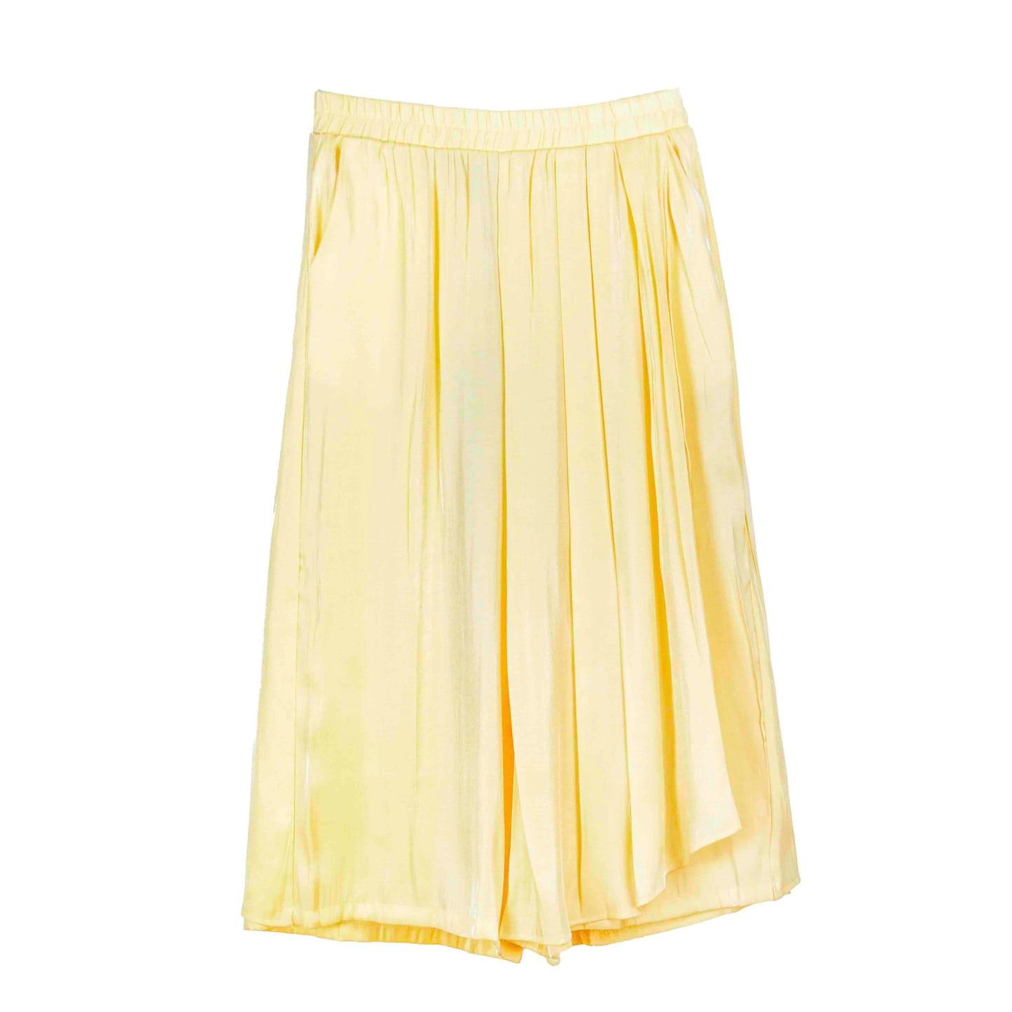 Pleated Wide-Leg Garter Pants