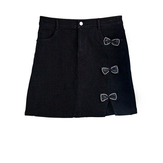 Black Bow-Embellished Skirt
